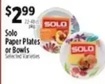 Pioneer Supermarkets Solo Paper Plates or Bowls offer