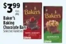 Pioneer Supermarkets Baker's Baking Chocolate Bars offer