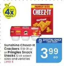 Albertsons Sunshine Cheez-It Crackers or Pringles Snack Stacks offer