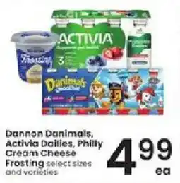 Albertsons Dannon Danimals, Activia Dailies, Philly Cream Cheese Frosting select sizes and varieties offer