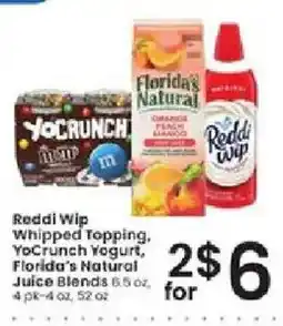Albertsons Reddi Wip Whipped Topping, YoCrunch Yogurt, Florida's Natural Juice Blends offer