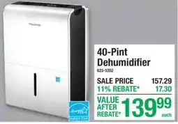 Menards Pelonis 40-Pint Dehumidifier offer