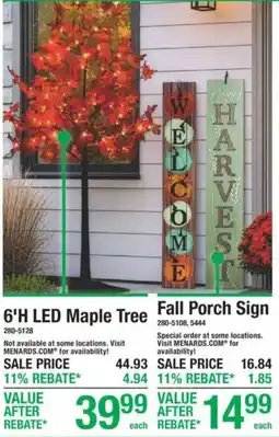 Menards Fall Porch Sign offer