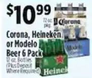 Pioneer Supermarkets Corona, Heineken, or Modelo Beer 6 Pack offer