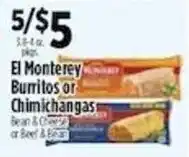 Pioneer Supermarkets El Monterey burritos or chimichangas offer