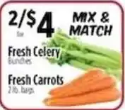 Pioneer Supermarkets Fresh Celery, Fresh Carrots offer