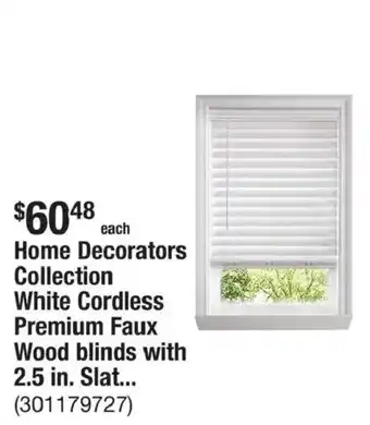 Home Decorators Collection White Cordless Premium Faux Wood blinds