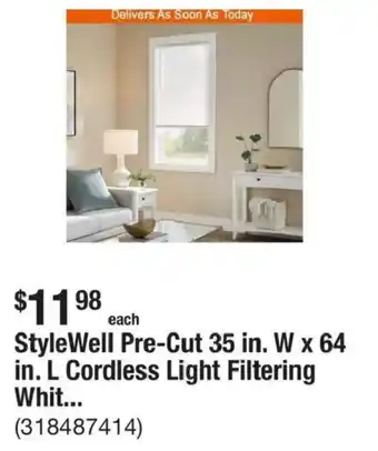 Stylewell pre-cut cordless light filtering whit...