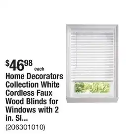 The Home Depot Home Decorators Collection White Cordless Faux Wood Blinds for Windows offer