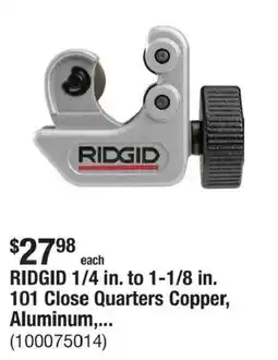 The Home Depot Ridgid 1/4 in. to 1-1/8 in. 101 Close Quarters Copper, Aluminum, offer