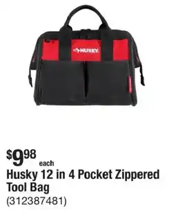 The Home Depot Husky 12 in 4 Pocket Zippered Tool Bag offer