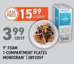 US Foods Chef's Store Monogram 9" Foam 1-Compartment Plates offer
