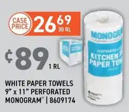 US Foods Chef's Store Monogram white paper towels offer