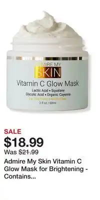 Ulta Beauty Admire My Skin Vitamin C Glow Mask for Brightening - Contains Glycolic and Lactic Acids offer