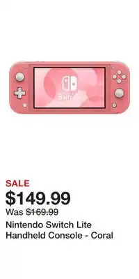 Game Stop Nintendo Switch Lite Handheld Console - Coral offer