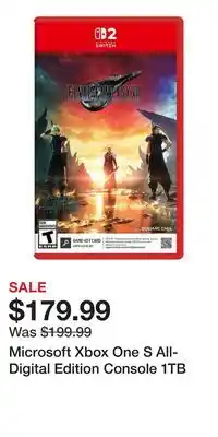 Game Stop Microsoft Xbox One S All-Digital Edition Console offer