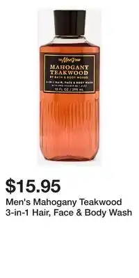 Bath & Body Works Men's Mahogany Teakwood 3-in-1 Hair, Face & Body Wash offer