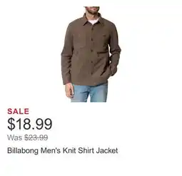 Costco Billabong Men's Knit Shirt Jacket offer