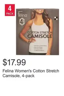 Costco Felina Women's Cotton Stretch Camisole, 4-pack offer