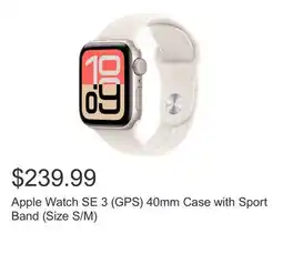 Costco Apple Watch SE 3 (GPS) 40mm Case with Sport Band (Size S/M) offer