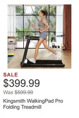 Costco Kingsmith WalkingPad Pro Folding Treadmill offer