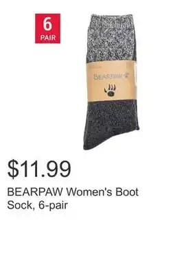 Costco BEARPAW Women's Boot Sock, 6-pair offer
