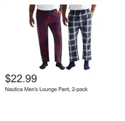 Costco Nautica Men's Lounge Pant, 2-pack offer