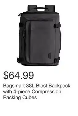 Costco Bagsmart 38L Blast Backpack with 4-piece Compression Packing Cubes offer
