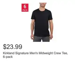 Costco Kirkland Signature Men's Midweight Crew Tee, 6-pack offer