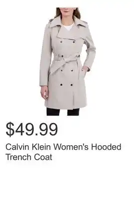 Costco Calvin Klein Women's Hooded Trench Coat offer