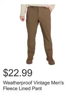 Costco Weatherproof Vintage Men's Fleece Lined Pant offer