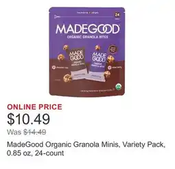 Costco MadeGood Organic Granola Minis, Variety Pack, 0.85 oz, 24-count offer