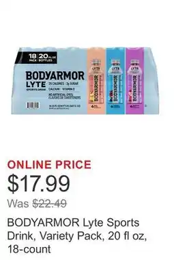 Costco BODYARMOR Lyte Sports Drink, Variety Pack, 20 fl oz, 18-count offer