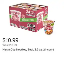 Costco Nissin Cup Noodles, Beef, 2.5 oz, 24-count offer