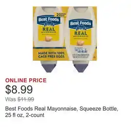 Costco Best Foods Real Mayonnaise, Squeeze Bottle, 25 fl oz, 2-count offer