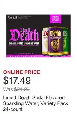 Costco Liquid Death Soda-Flavored Sparkling Water, Variety Pack, 24-count offer