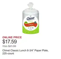 Costco Chinet Classic Lunch 8-3/4 Paper Plate, 225-count offer