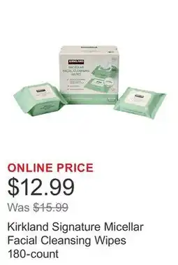 Costco Kirkland Signature Micellar Facial Cleansing Wipes 180-count offer
