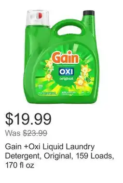 Costco Gain +Oxi Liquid Laundry Detergent, Original, 159 Loads, 170 fl oz offer