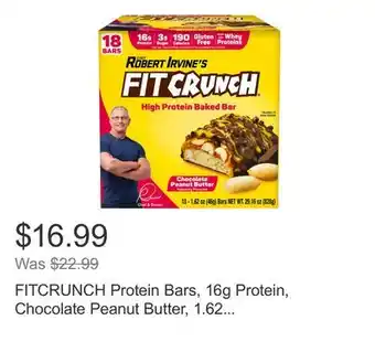 Costco FITCRUNCH Protein Bars, 16g Protein, Chocolate Peanut Butter, 1.62 oz, 18-count offer