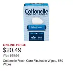 Costco Cottonelle Fresh Care Flushable Wipes, 560 Wipes offer