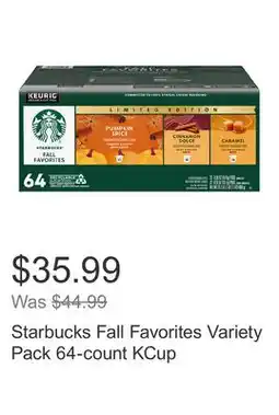 Costco Starbucks Fall Favorites Variety Pack 64-count KCup offer
