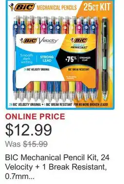 Costco BIC Mechanical Pencil Kit, 24 Velocity + 1 Break Resistant, 0.7mm Lead, 25-count offer