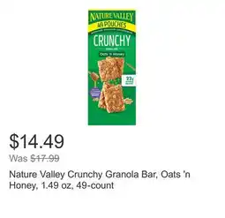 Costco Nature Valley Crunchy Granola Bar, Oats 'n Honey, 1.49 oz, 49-count offer