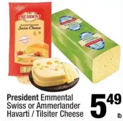 Super King Markets President Emmental Swiss or Ammerlander Havarti / Tilsiter Cheese offer