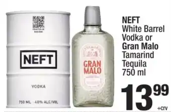 Neft White Barrel Vodka or Gran Malo Tamarind Tequila
