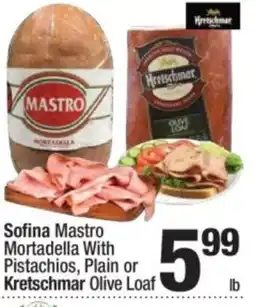 Super King Markets Sofina Mastro Mortadella With Pistachios, Plain or Kretschmar Olive Loaf offer