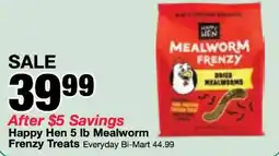 Bi-Mart Happy Hen Mealworm Frenzy Treats offer