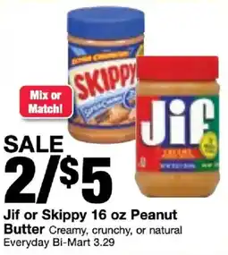 Bi-Mart Jif or Skippy Peanut Butter offer