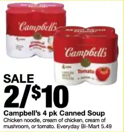 Bi-Mart Campbell's 4 pk Canned Soup offer